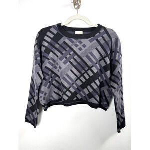 Parker Geometric Print Crop Sweater Modern Edgy Dark Feminine Coquette Twee M/L
